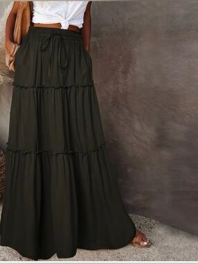 Joie Tiered Silky Maxi Skirt In Black Women’s Size Small